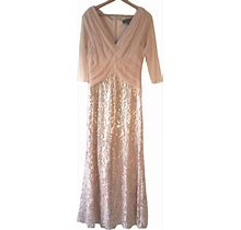 Tadashi Shoji Size 8 Pink Embroidered Sequin Mother Of The Bride Evening Gown