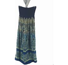 Earthbound Dresses | Earthbound Smocked Strapless Maxi Dress Paisley M | Color: Blue/Green | Size: M