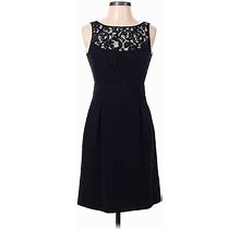 White House Black Market Casual Dress - A-Line High Neck Sleeveless: Black Print Dresses - Women's Size 0