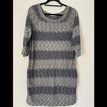 Max Studio Dresses | Max Studio Weekend Dress With Pockets In Blue/Gray Stripe Size L | Color: Blue/Gray | Size: L