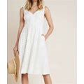 Anthropologie Brighton Mini Dress Fit Flare White Babydoll Boho S 4 New 208094
