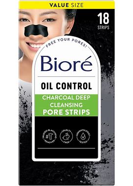 Biore Charcoal, Deep Cleansing Pore Strips, Nose Strips For Blackhead Removal On Oily Skin, With Instant Pore Unclogging, Features Natural Charcoal,