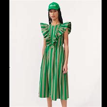 Baum Und Pferdgarteb Dresses | Baum Und Pferdgarten, Alisa Dress, Green Stripe- Worn Once | Color: Green | Size: M