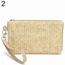 Summer Casual Women Wallet Card Holder Woven Handbag Phone Bag Clutch Bag Coin Purse 2