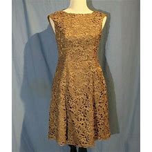 Adrianna Papell, 4, Shimmery Mocha Crocheted Party Dress, Fully Lined