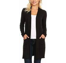 Women's Casual Long Sleeve Open Cardigan With Side Pockets