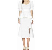$1500 Prabal Gurung Women's White Cotton Poplin Geena Wrap Front Dress