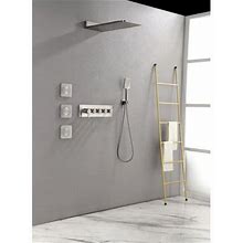 Aches Wall Mounted Waterfall Rain Shower System, Stainless Steel In Brown | Wayfair 884139286432 | AHBS1042_89534852