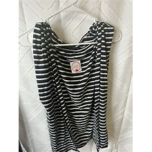 Shiela Rose Black And White Striped Sleeveless Overshirt Size: M