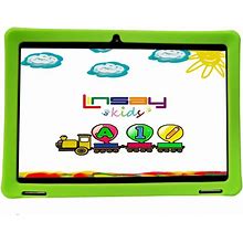 Linsay New 10.1" Funny Kids Wi-Fi Tablet Octa Core 128GB With Green Kids Defender Case Newest Android 13, Google Certified - Green