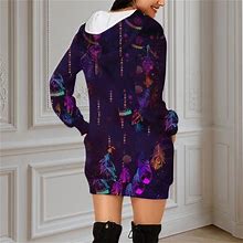 Female Dress Valentines Day Love Heart Printed Womens's Love Dresses Long Sleeve Casual Soft Hooded Elegant Pocket Dresses Evening Prom Party Sundress