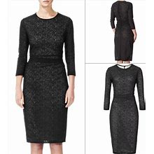 Reiss Dresses | Reiss 1971 Zoe Ruched Lace Overlay Sheath Dress 4 | Color: Black | Size: 4