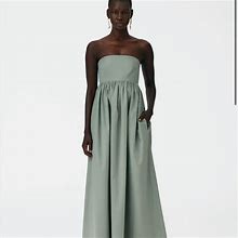 Tibi Dresses | Tibi Eco Poplin Strapless Cocoon Dress Sage 0 | Color: Gray/Green | Size: 0