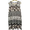 Isaac Mizrahi Dresses | Isaac Mizrahi Live! Brown Black White Floral Lace Trim Sleeveless Dress Size 3X | Color: Black/Brown/White | Size: 3X