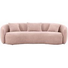 94" Curved Sofa, Modern Upholstered Lounge Sofa With 3 Throw Pillows, Luxury 4-Seat Boucle Fabric Couch Accent Barrel Sofa For Living Room Office Apar