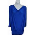 Doublju Dresses | Doublju Blue Long Dolman Sleeve Stretch Shift Dress Size 3Xl Nwt | Color: Blue | Size: 3X