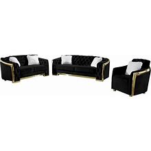 August Grove Living Room Set Sofa Lovesweat Armchair Black, Living Room Furniture Sets, By Modon