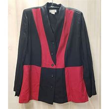 Dress Barn Red & Black Color-Block Jacket, Size 18W, Vintage, Long Sleeve - Women | Color: Black | Size: XL