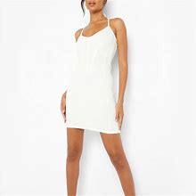 Boohoo Dresses | Boohoo X Madison Beer Corset Halter Mini Dress In Off White | Color: White | Size: 2