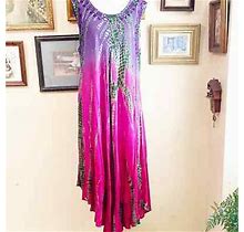 Sacred Threads Tie Dye Pink Purple Embroidered Sleeveless Dress One