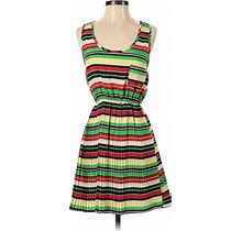 Xtaren Casual Dress - Mini Scoop Neck Sleeveless: Green Print Dresses - Women's Size Small