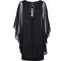 Connected Apparel Womens Plus Size Connected Apparel Capelet Overlay Rhinestone Dress 18W Navy | Boscov's