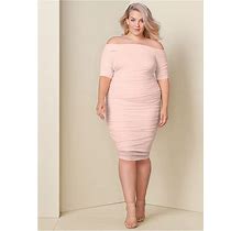 Women's Ruched Mesh Bodycon Dress - Blush, Size 3X By Venus