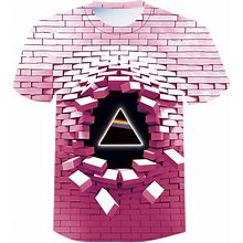 Men's T Shirt Tee Optical Illusion Crew Neck Round Neck Pink 3D Print Plus Size Casual Daily Short Sleeve Clothing Apparel Vintage Streetwear Exaggera