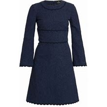 Etro Women's Paisley-Embroidered Cotton-Blend Dress - Dark Blue - Size 2