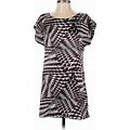 Apt. 9 Casual Dress - Shift Square Short Sleeve: Purple Houndstooth Dresses - Women's Size Small