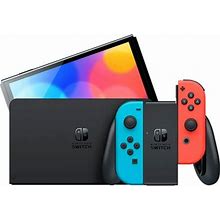2023 Newest Nintendo Switch Oled Model Neon Red & Blue Joy-Cons Console, 32Gb Internal Storage, Bundle With Mario Party Superstars Standard Edition &