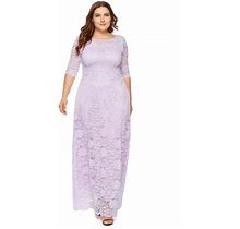Loopsun Fall Savings Holiday Deals 2023 Dresses For Womens,Women's Fashion Hollow Out Lace Pocket Long Dress Evening Dress Party Dress Purple XXL