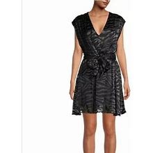 Alice + Olivia Dresses | Alice + Olivia Essie V-Neck Zebra Print Black Mini Dress Size 0, Originally 440 | Color: Black | Size: 0