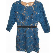 Emmeline Blue 3D Lace Sheath Dress Size Small
