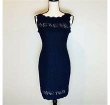Adrianna Papell Navy Lace Dress 4P