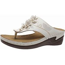 Womens Boho Thong Sandals, Summer Platform Wedges Beach Slide Sandals For Dating Shopping Travel Slip On Shoes
