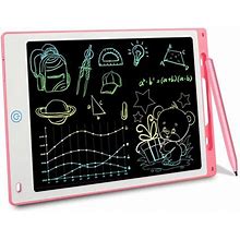 Lcd Writing Tablet, TSV 12 in Colorful Screen Drawing Pad, Handwriting Doodle Board For 3 - 12 Year-Old Boys And Girls - Pink