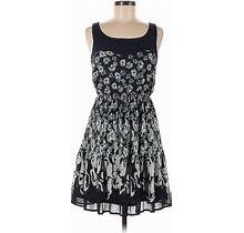 Lauren Conrad Casual Dress - Mini Scoop Neck Sleeveless: Blue Floral Dresses - Women's Size 6