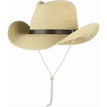 Unisex Straw Cowboy Hats Mens Western Cowboy Hat Straw Fedora Hat Straw Sun Hat Wide Brim Cowgirl Hat Straw Summer Beach Hat