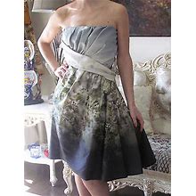 Valentino Artistic Floral Paint Design,Corset,Bow,100% Silk Dress Us