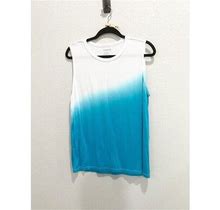 Tomboyx Womens Gradient Flow Muscle Tank Round Neck Sleeveless Blue
