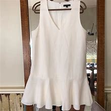 Banana Republic Dresses | Br Ivory Dress W Drop Waist & Gentle Ruffled Hem | Color: White | Size: 12