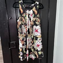 Umgee Dresses | Umgee Floral Swing Mini Dress/Tunic Medium | Color: Gray/Tan | Size: M