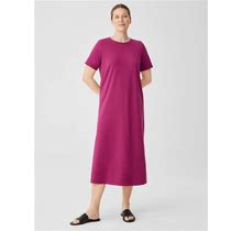 Eileen Fisher Pima Cotton Stretch Jersey Crew Neck Dress - Pink - Casual Dresses Size Extra Small