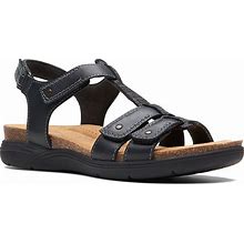 Clarks April Cove Sandal | Women's | Black/Silver | Size 6 | Sandals | Ankle Strap | Footbed