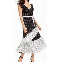 Q+A Dresses | Q+A Black White Polka Dot Tiered Sleeveless Dress | Color: Black/White | Size: S