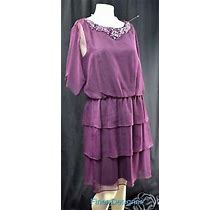 Alex Evenings Dress Wine Chiffon Tiered Gown Mother Of The Bride