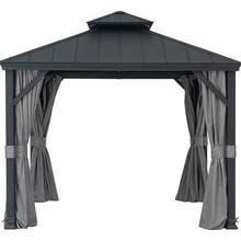 SUMMERCOVE 10-Ft X 10-Ft Black Metal Square Gazebo With Steel Roof Polyester | A102012121