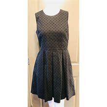 Gap Women's Black Sleeveless Dress W/ Pockets, Pleated Skirt, Polka Dots Sz 4