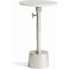 Melvin Round Marble Adjustable Accent Table, White | Pottery Barn